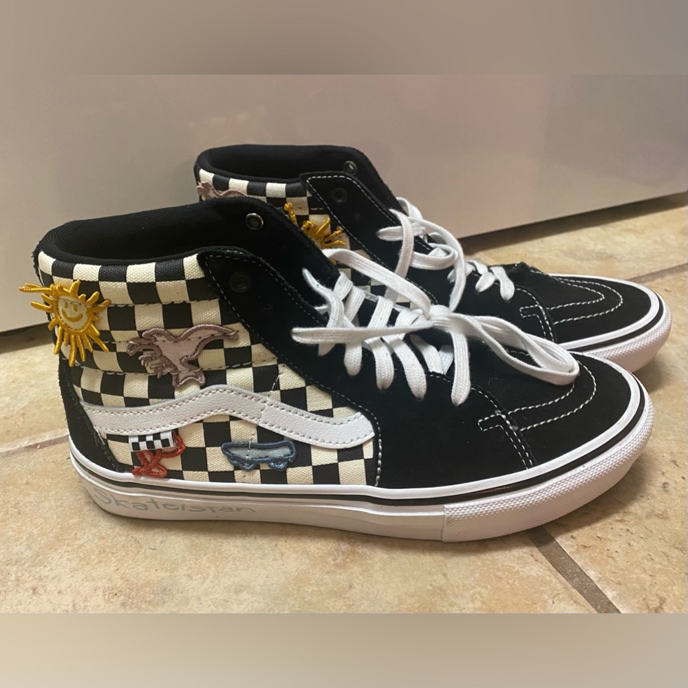 Vans X Skateistan Skate Sk8-Hi Checkerboard Skate Shoes, Mens Size 10